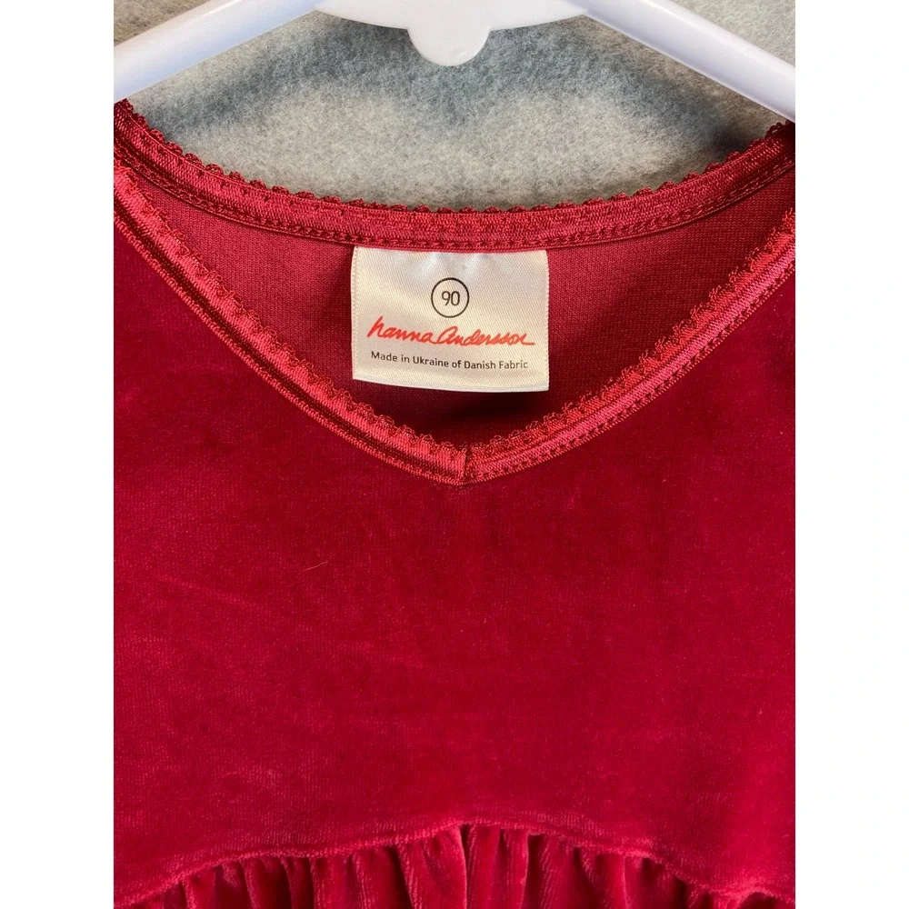 Hanna‎ Andersson Red Velvet Long Sleeve 3T Dress Size 90